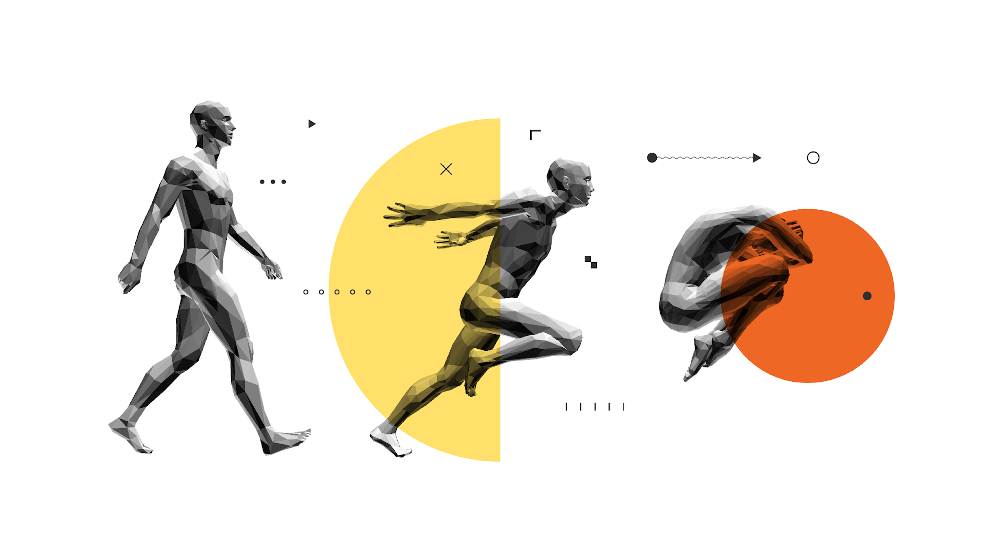 MotionAnalytics illustration of walking, running and jumping